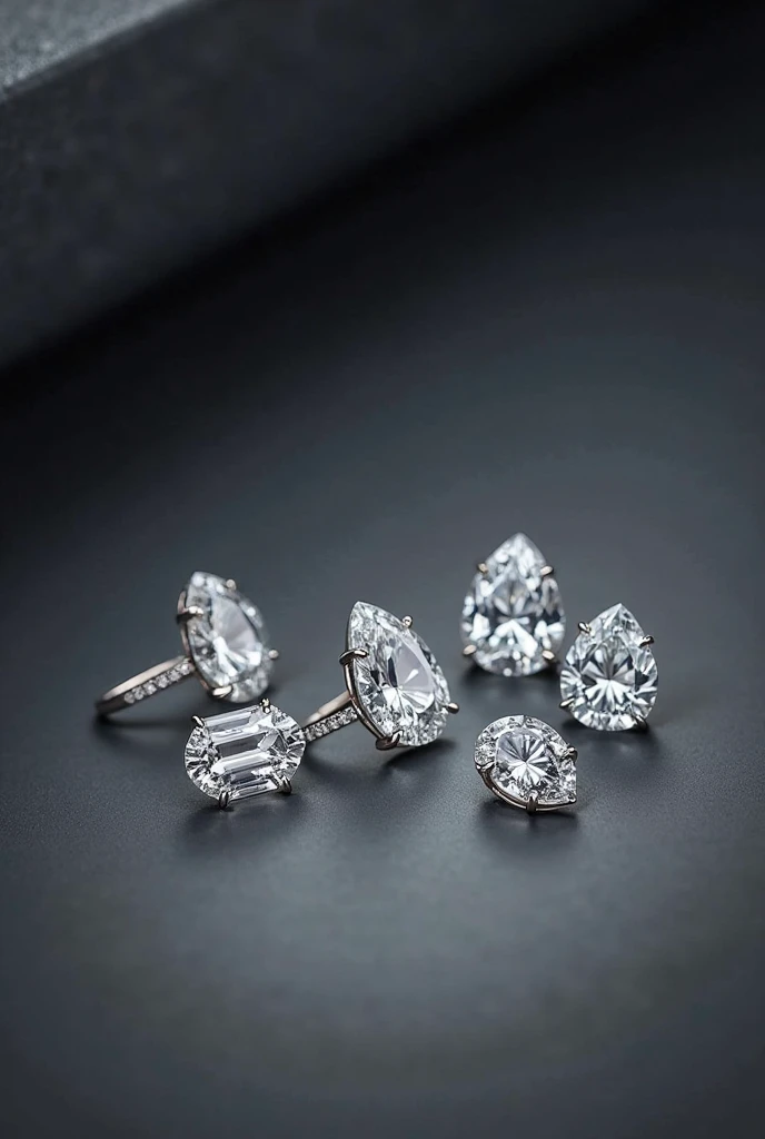 diamond jewelry on gray and black background