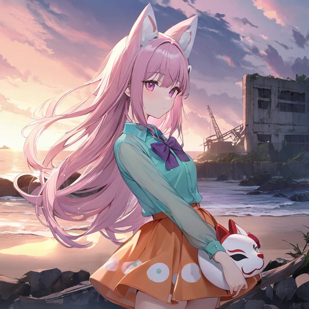 Meadow sunset miniskirt pink fox ear girl