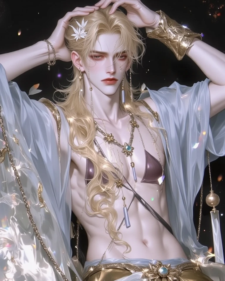 (masterpiece), (Highest quality), Enel, One person, alone, Real、Fine skin detail、White cloth hat、Four of the thunder god&#39;s drums can be seen on the back.、Blue belly warmer、Light blue pants、Upper body close-up、Drooping earlobes、Lightning strikes behind、1 boy