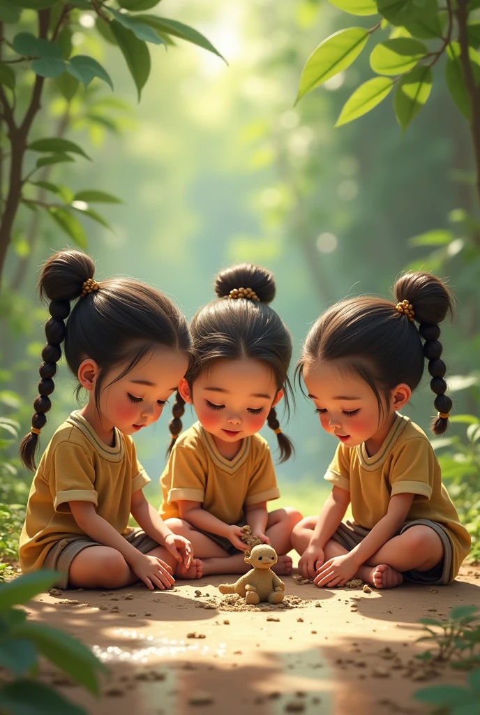 three girls CHILDREN, are posing for a photo in the forest, BLACK AND WHITE, beautiful girls, young girls, cute girls, 3 sisters look at each other in the mirror, beautiful faces, light-skinned African girl, by irakli swim, by Miroslava Sviridova, with a white complexion, beautiful portrait, varied ethnicities, 3 young and beautiful women, beautiful faces, girls resting WITH THEIR EYES CLOSED.