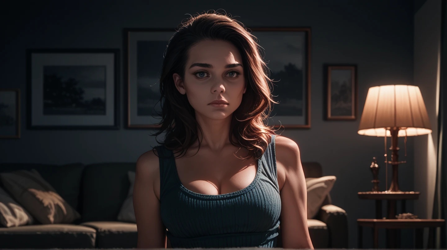 Woman, many freckles, talking