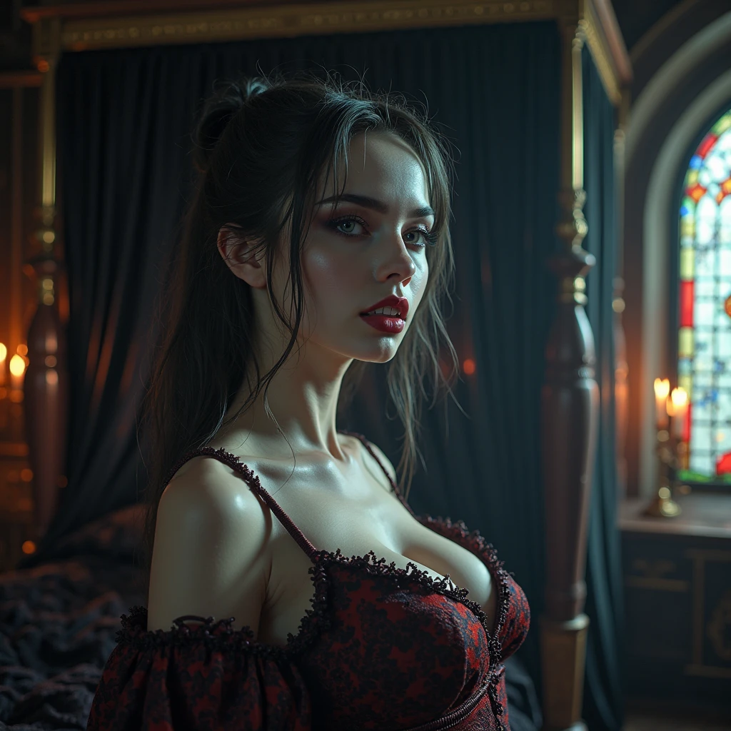 a sexy woman in a tight fitting dress, beautiful detailed face, gorgeous eyes, perfect lips, elegant hairstyle, dramatic lighting, cinematic composition, chiaroscuro lighting, detailed fabric textures, photorealistic, 8k, high quality, intricate details, vivid colors, dramatic shadows, moody atmosphere