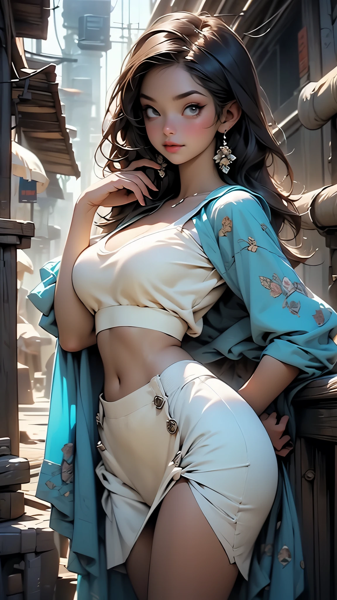 （quality，4K，Best masterpiece，：1.3），Big breasts are beautiful，hyper realisitc，1 20 year old female），（Charming slim figure））），toned waist，Amber hair，（Damp body：1.1，Damp body：1.2），rosto magro，Fatty eyes，二重まぶた，sexy low neck gown，Emphasis on plump buttocks，open chin，，fresh, Smile full and cute，Open your mouth to reveal your white teeth， ， Pointy， side pose， visible curves，on top of bed， Light-colored robes