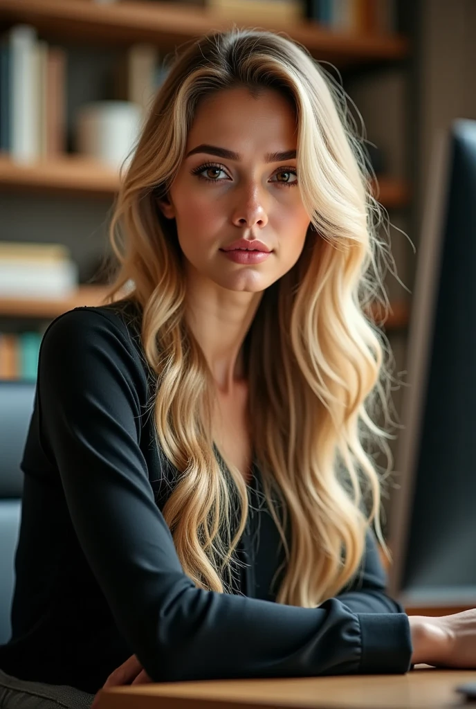 blonde woman sitting in a chair in a beauty salon with a cap on her head to dye her hair a different color