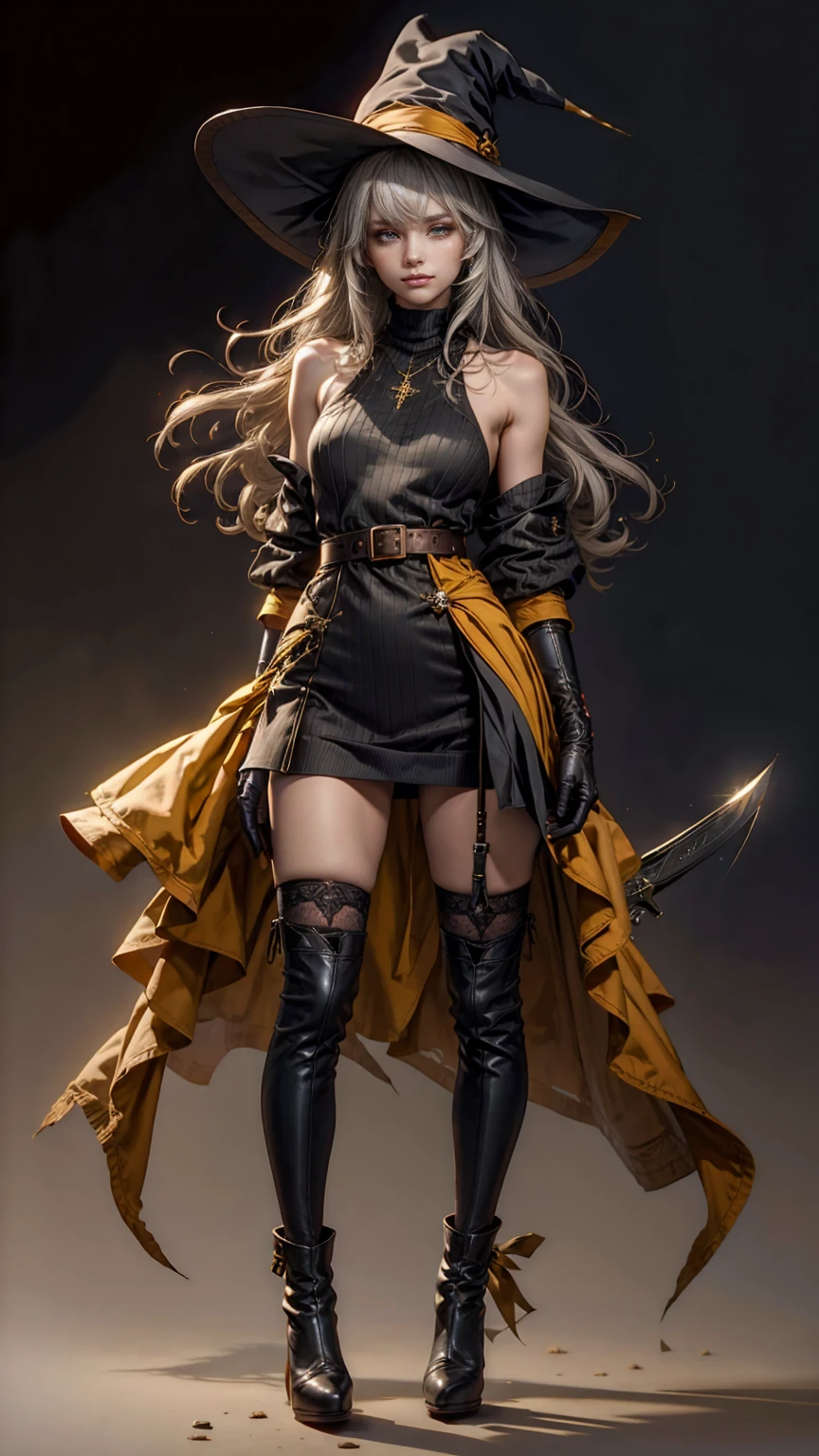 steampunkai。highest quality。masterpiece。detailed details。one girl。little cute girl。steampunk witch。witch hat。witch's clothes。long light brown fluffy hair。smile。carry a big broom。Running on the road。The background is a forest with bright light shining through.。