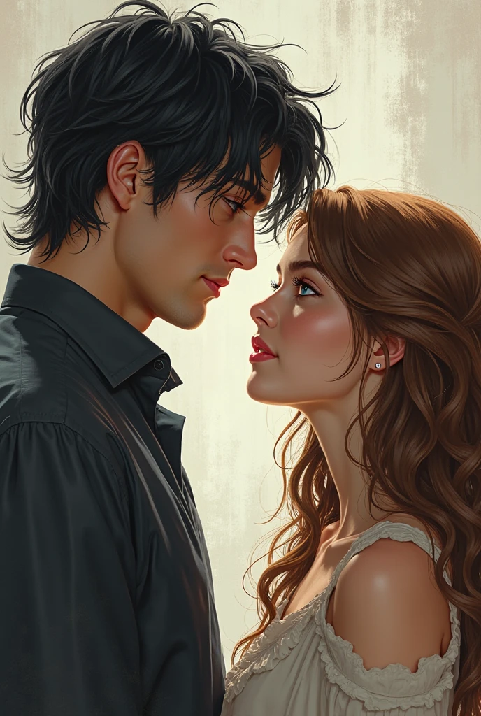 Teenager woman brown curly hair and teenager man black wavy hair separated and sad 