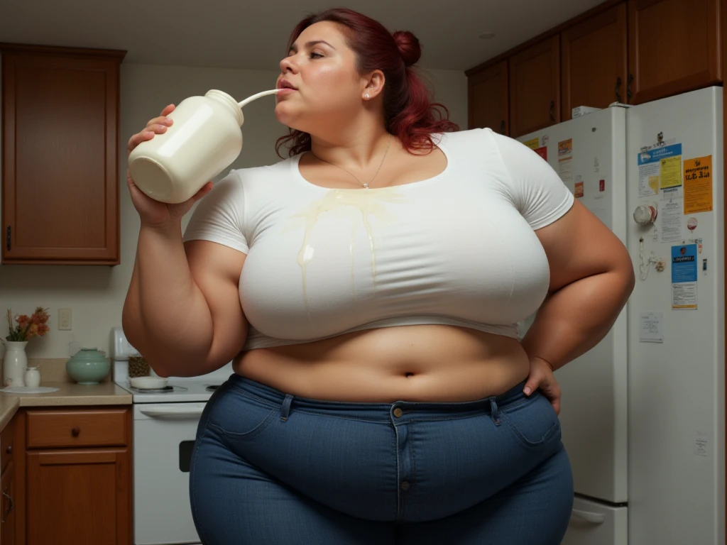 Huge belly woman with a tank top and tight shorts so that the gut spills out of her tight shorts, Make her clothes smaller and tighter, Fat belly
Make her eat 100000 calories, Tighter clothes, More fat and chubby belly, Make her weight 500lbs, Make her belly rounder, Make her hands and thighs fatter, Make her fatter, Make her , bigger and tighter with a k cup bra, Make her drink a lot of beer, Make her gut bloated with beer, Make her hips wider, Make her belly bigger, Bigger belly, Wider belly, bigger , fatter gut, chubby belly, more fat belly, tighter clothes than before
Fatter than before, shorter height, wider belly, bigger hips, bouncy , fatter_bigger_belly, belly_hang, big_girl
bigger_belly
Fatter_belly
