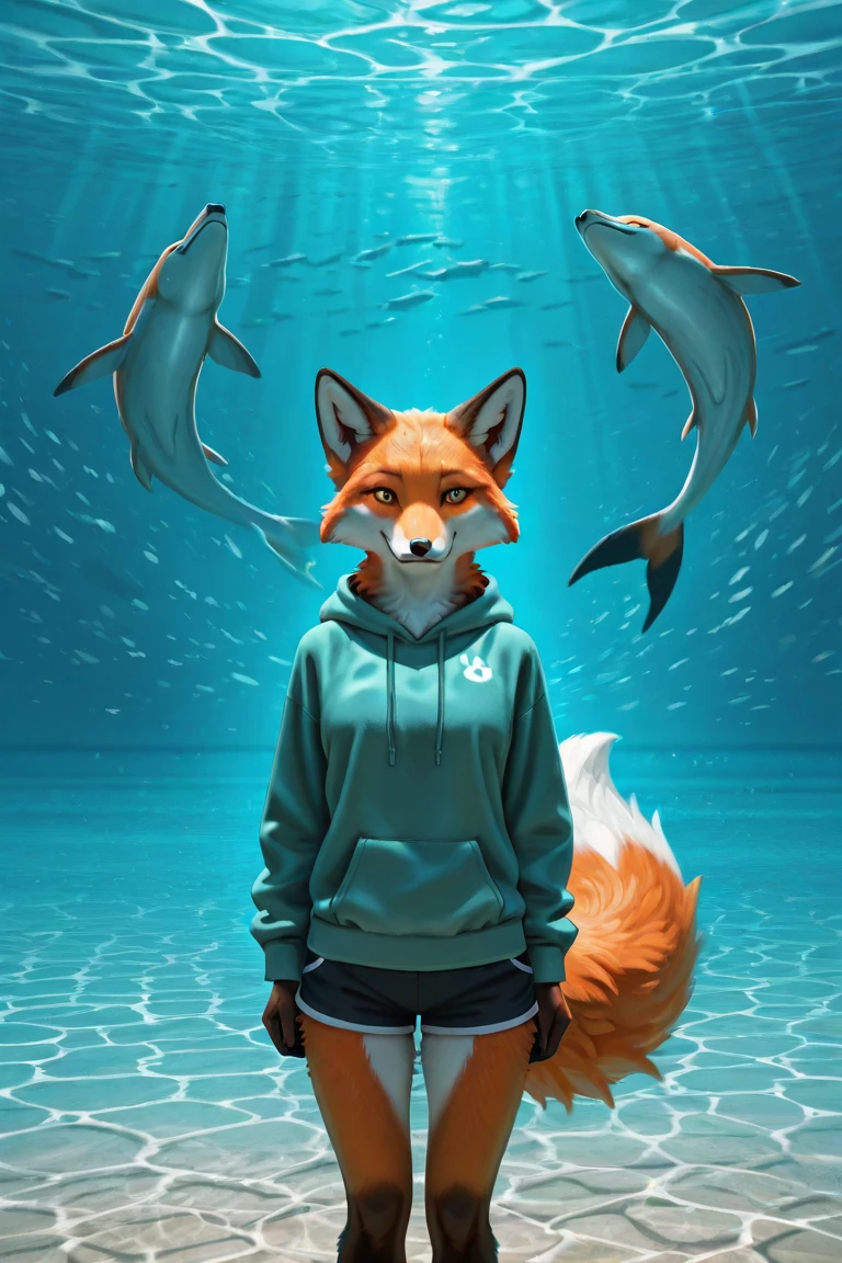 a female anthropomorphic fox,1girl,beautiful detailed and expressive eyes,detailed fur,detailed furry body,beautiful eyes,school sports uniform,drowning underwater,looking up with an expression of anguish and drowning on her face,clutching her chest with her hands,full body,side face view,underwater scene,underwater peril,realistic water effects,depth of field,(best quality,4k,8k,highres,masterpiece:1.2),ultra-detailed,(realistic,photorealistic,photo-realistic:1.37),realistic,photorealistic,highly detailed,detailed facial features,lifelike,dramatic underwater lighting,volumetric fog,beautiful blue tones,cinematic composition