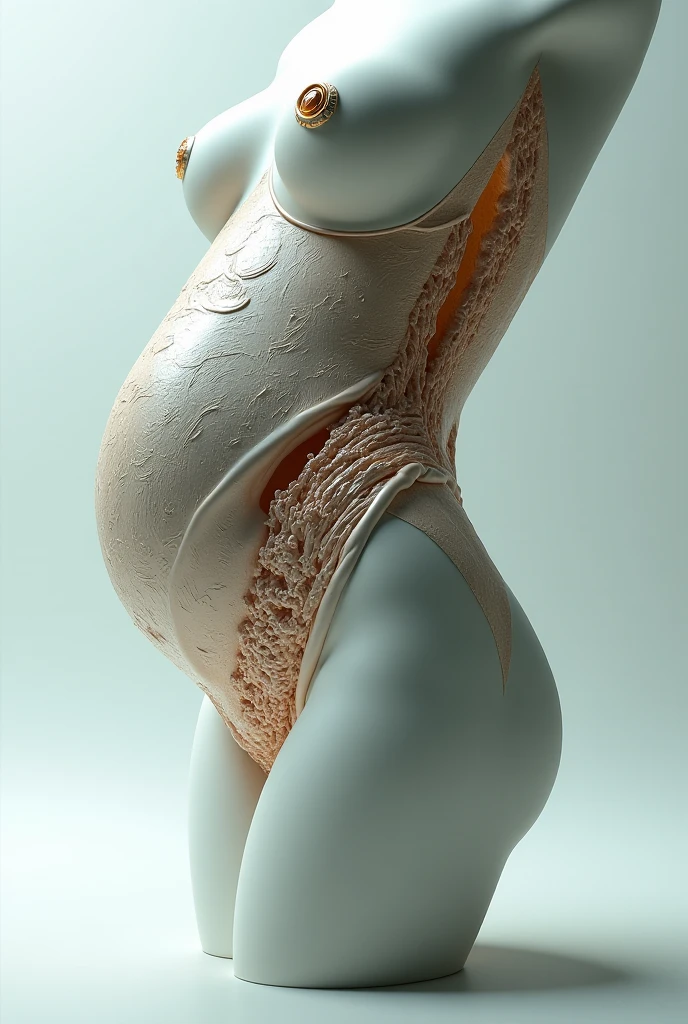 A drawn woman bare-chested squirting milk from her breast into a jug 


