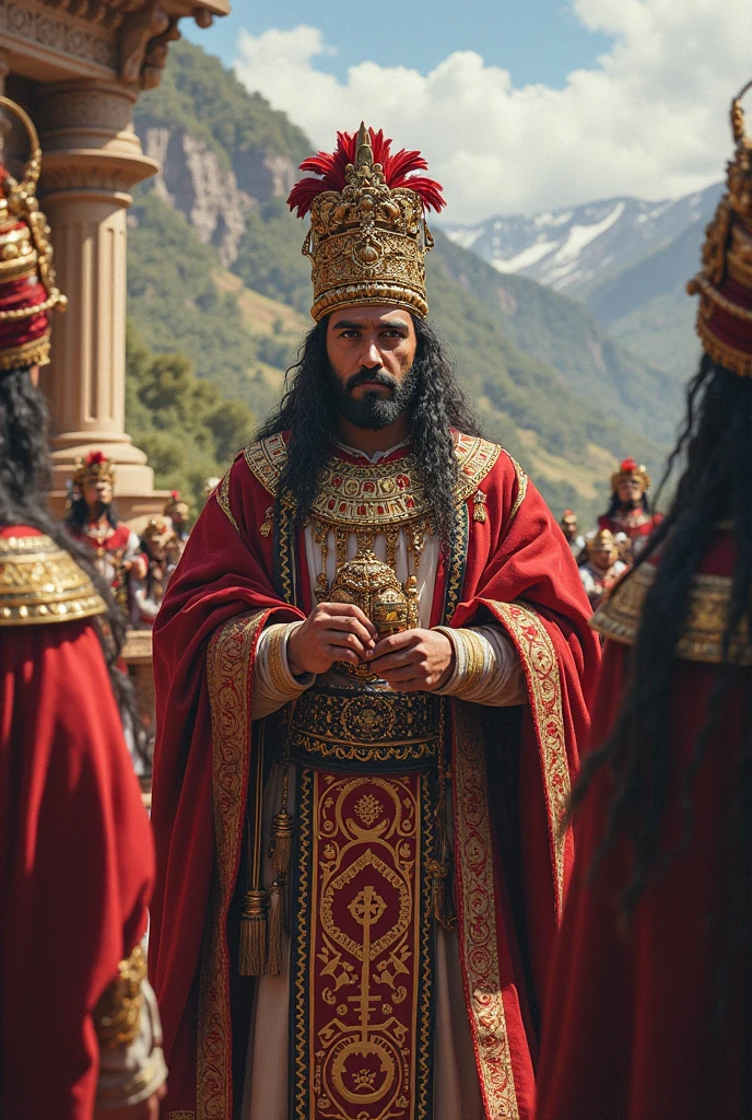 Give me a prompt about Carlos Inca a nobleman with interactions - SeaArt AI