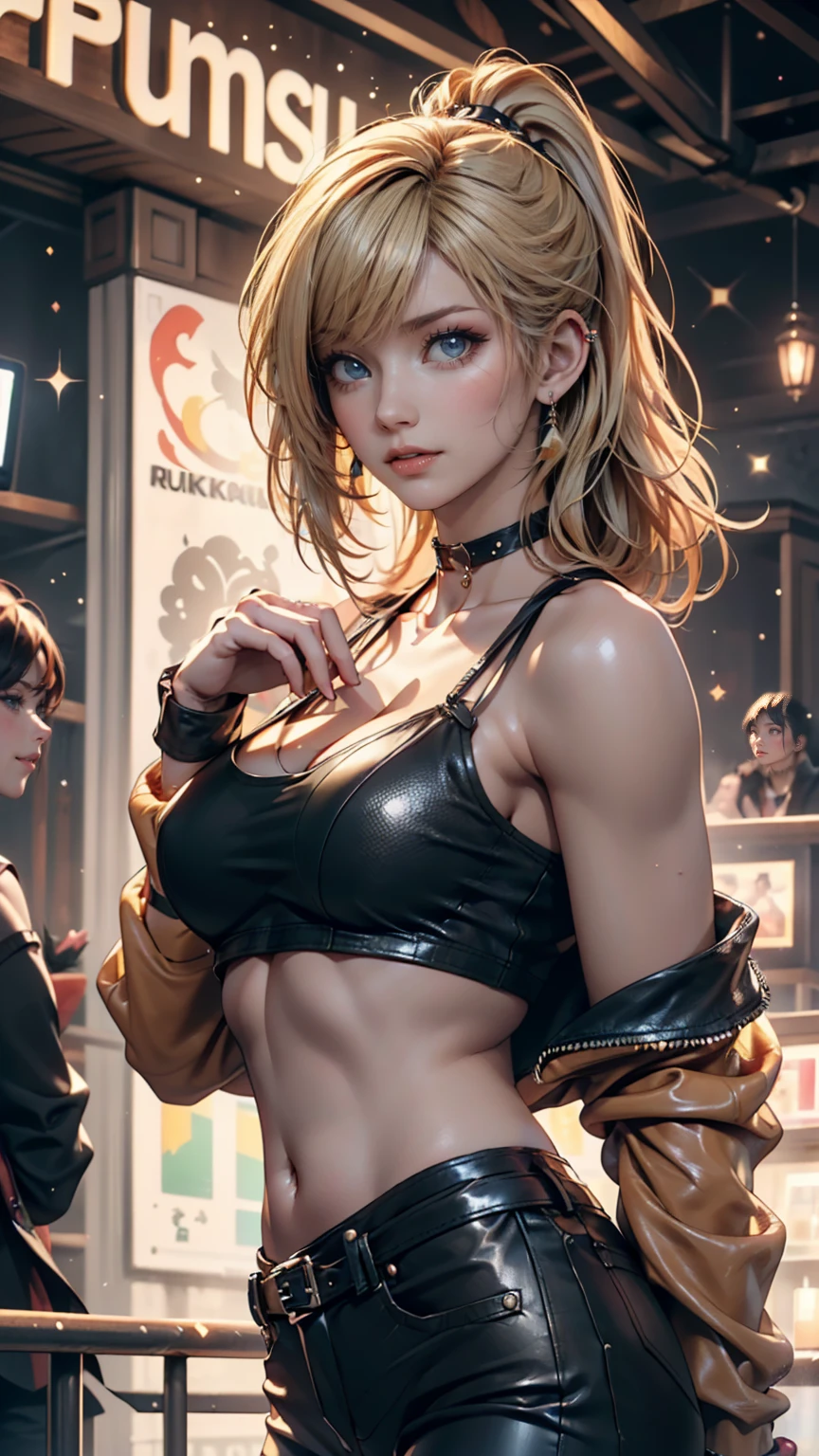 Best Photography,real photography,Great and handsome work,This a real photo,Clear picture quality,8K resolution,8K HD CG,Ultra-clear, high detail, Ultra-fine images,high-end, Work clearly and meticulously,Detailed CG image quality:1.1,Ultra high resolution large files,Advanced pixels,Advanced details,Superb technical clarity details:1.1,real photography,室内灯Light effect果,自然调Light effect果,Light effect(模拟灯Light effect果:1.1)A mature lady,,(Extremely exquisite and beautiful work:1.1)a very beautiful woman,Have perfect body proportions,Tight body lines,perfect body curveull),moist skin feeling,clear skin texture(Advanced skin details:1.1)The optimal ratio of four fingers to one thumb.Beautiful and exquisite,Feet with perfectly proportioned thighs and calves,a woman on a plate,a female DJ,electronic music goddess,short hair sister,gold leaf short hair,gold leaf short hair,super fine hair,clear hair(Super hair details:1.5),Have dark red pupils,a pair of crooked eyequisite eyelash makeup, Thin eyebrows, super detailed eyes,lips red,Big red lips, red face, Exquisite face makeup , pretty face, Perfectly proportioned face,(Advanced facial details:1.1),necklace,ear nipple ring,bracelet,Waist chain,red headphones,Wearing black leather shorts,leather shorts,White underwear with black jacket,White suspender bra,pointed toe high heels,Small tattoo on side of navel,Tattoos are,alone,perform on stage,DJing on stage,nightclub style,DJ playing,Electric DJ serielack and white serieormat pictureature series,real photography,The album cover,Realism,Astonishing