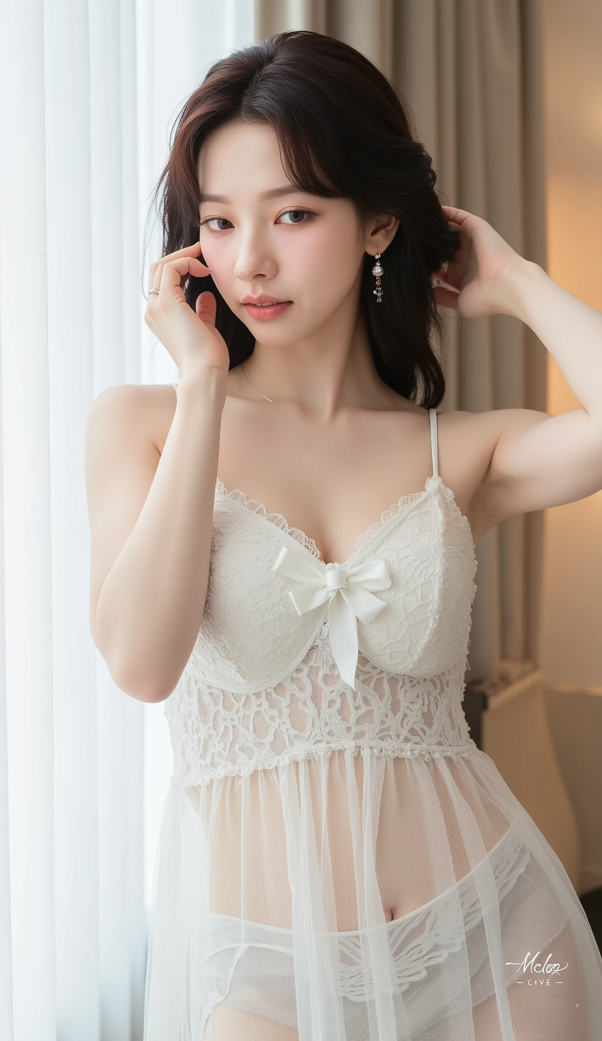white tulle one piece、