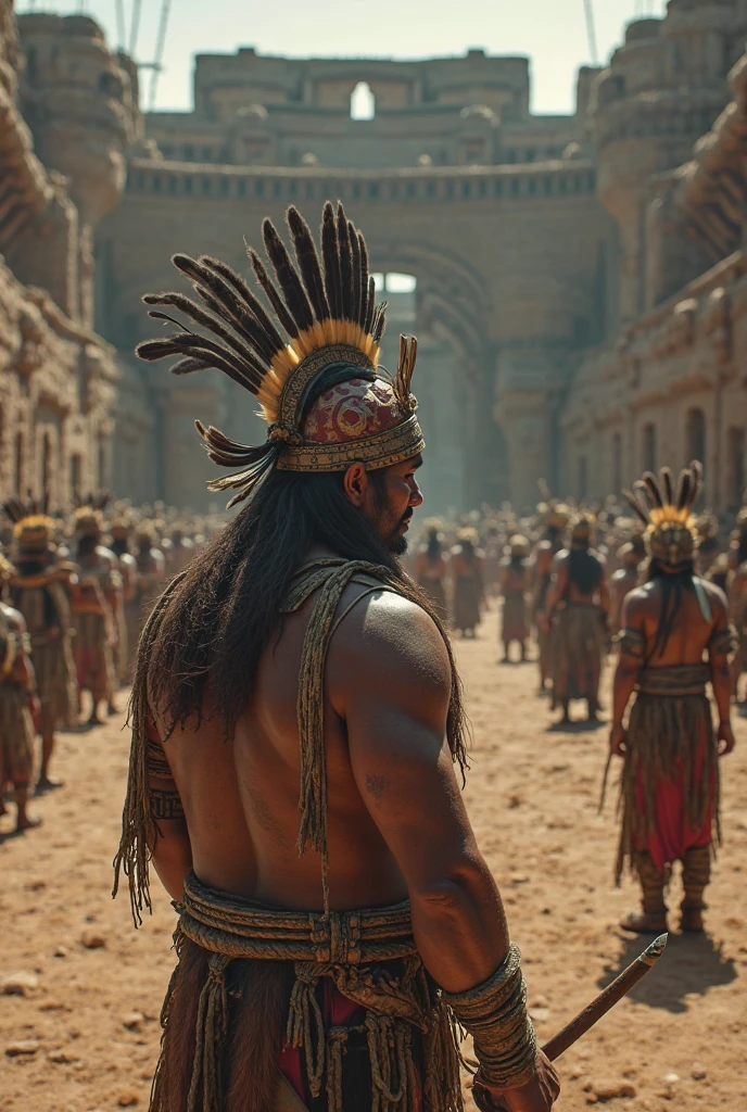 I want to see an indigenous person with a short sword, a long sword and a bow and war marks. Now I want to see hundreds of them. 