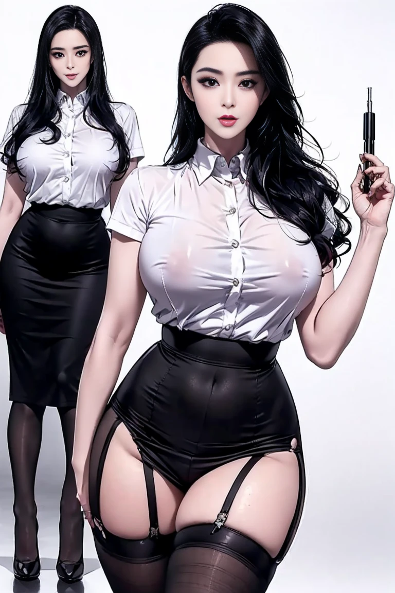 A curvaceous, cute and skinny super large biggest thick ass realist south korean secretary , dressed in a tight-fitting skirt that hugs her voluptuous large and thick hips and round huge thick ass behind. perky breasts, which are just barely contained within the constraints of her buttoned-up attire. pantyhose, big and thick and ass, large and thick hips
