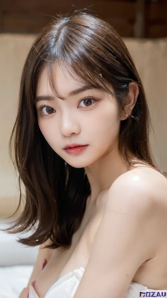 One woman,fully body photo,masutepiece, The highest image quality, High quality, the background is clear,Beautiful woman, Japanese, Detailed, Detailed eyes, Detailed skin, Beautiful skin, 超hight resolution, (reality: 1.4),Very beautiful woman, Slightly younger face, Beautiful skin, slender, (Ultra photo realsisim), (hight resolution), (8K), (Very detailed) (beautifully detailed eyes), (super detailed), (Detailed face), view the viewer, Fine details, Detailed face, Staring straight ahead, Staring straight ahead, photos realistic, Bright lighting, Professional Lighting, Black hair,poneyTail,a baby face,fifteen years old,髪型はponeyTail,ロングのponeyTailの髪型,slight smile,Beautiful Japanese KPOP idol photo, hair style is ponytail, my eyes are double and wide, baby face, smile and look straight ahead, slender, small breasts,slight smile,South Island Resorts,sandy beach,swimsuit