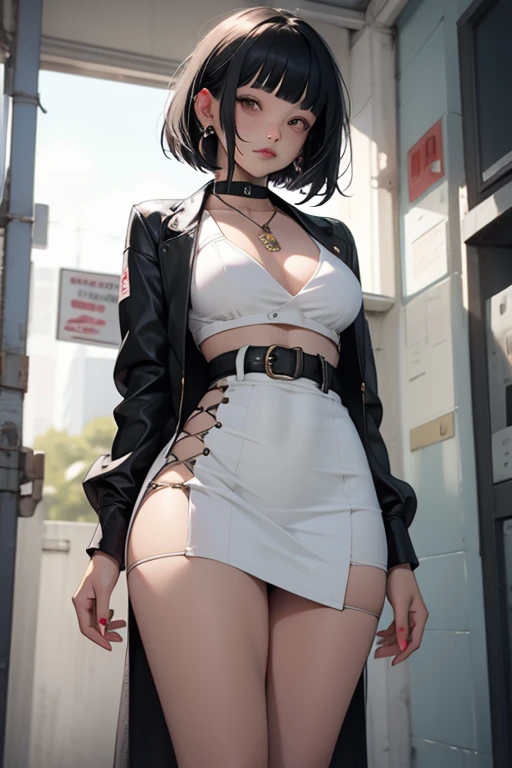 ( wearing oversized hoodie and elastic waist band shorts ),gorgeous, masterpiece, best quality, high-resolution, finely detailed, extremely detailed and beautiful, distinct-image, 1 girl, 16 year old teenager, solo, sharp facial features, oval shaped face. cherry pink lips, lightly tanned white skin. velvet-colored eyes, C-cup breasts, tall height(175cm), slim yet chiseled body type, short shoulder length dark violet-black hair, small narrow waist, long and slender legs, curvy wide hips, elegant Gothic training courtyard setting, rear view, showing her back angle