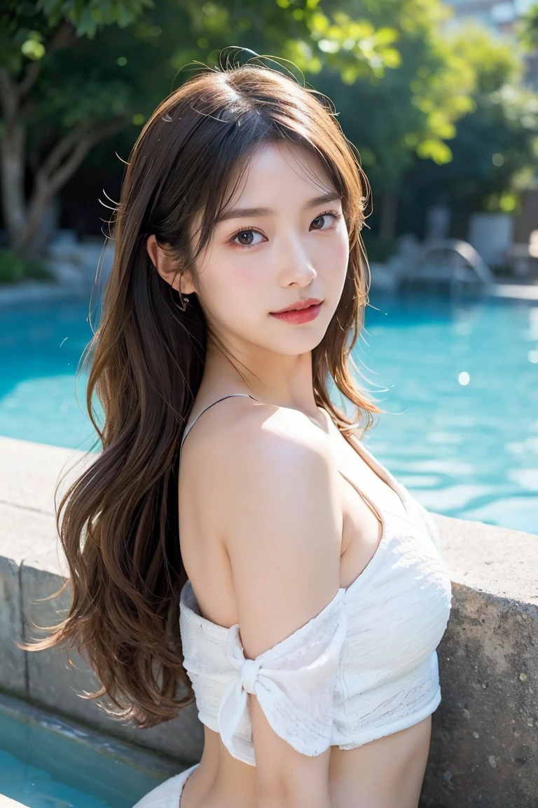 (((8k,highest quality,Attention to detail,Attention to detail、masterpiece,Attention to detail,alone))),RAW Photos & Realistic atmosphere,(beautiful, Well-proportioned face,),(beautiful dark eyes,Mouth Details,Glossy Lips,Thin eyebrows),The most beautiful half Japanese, half German,beautifulEyes、Black Eyes,Glowing soft white skin、Her deep black eyes are so beautiful,Lip details、Very beautiful face,Very beautiful face、beautiful face,beautiful, Glowing Lips,beautifulThin eyebrows,Infinite Faces, Realistic Young Gravure Idol, Very cute beautiful girl , Young Gravure Idol, ((Young Gravure Idol, Very beautiful and cute 18 year old beauty,Incredibly beautiful and elegant 18 year old)),Natural soft light,(Shiny Hair,,beautiful and kind eyes:1.5),A very kind smile,Shapely breasts,Medium Long Hair,Seaside,Red Bikini,beautiful posture,No makeup,Background sea,,