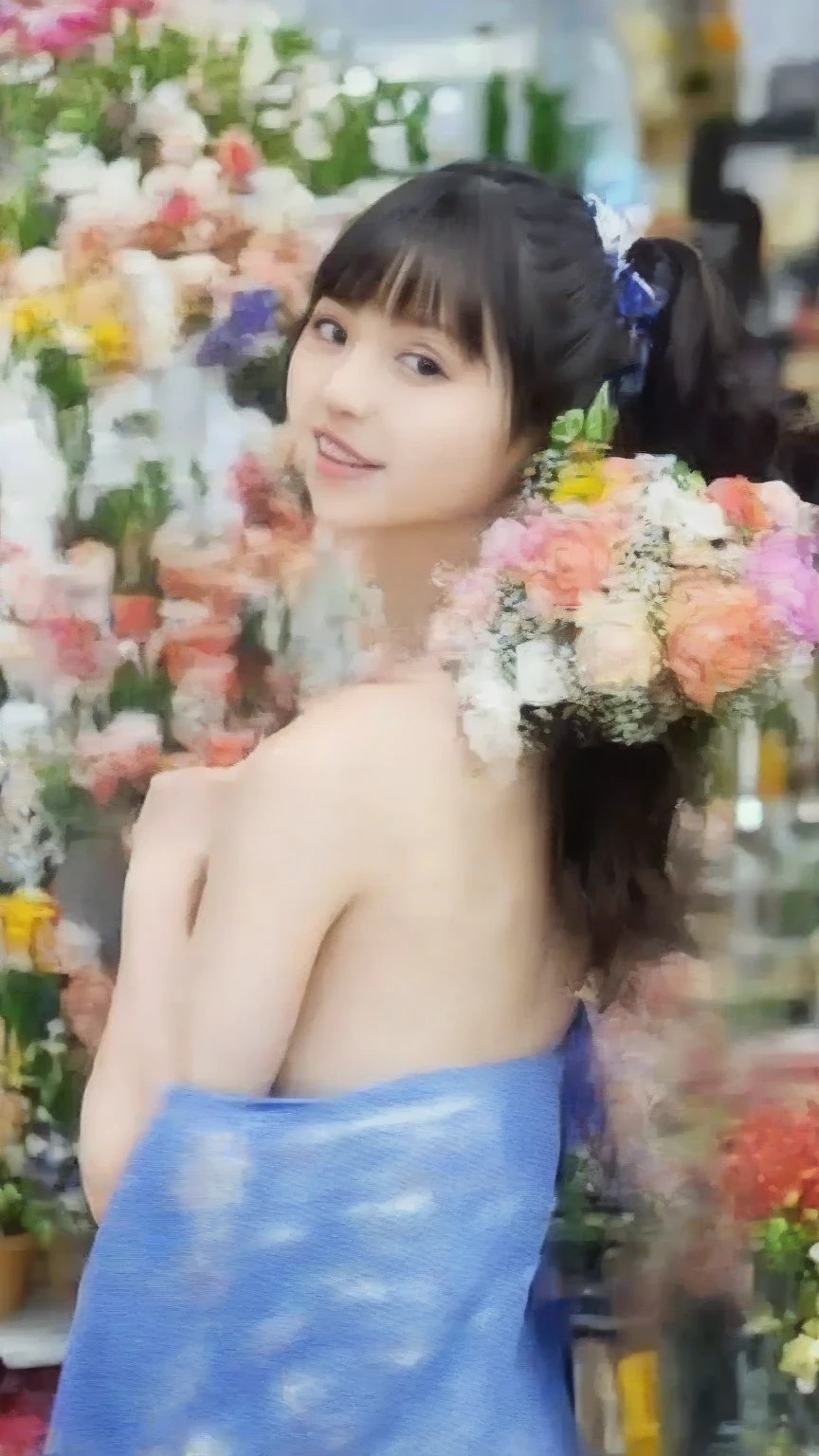 8k, best quality, masterpiece, 
a photo of a beautiful girl squatting in many flowers, (Flower shower:1.2), bare breast, naked, bare body, (Plump breast), focus on pussy, clean shaved red pussy, big areola (dark), blushed face, Long dark hair, (Japanese idol:1.6), Looking at the viewer , (colourful Flower background:1.6), (colourful flowers:1.5)
