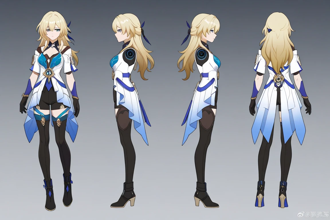 anime girl with a white top and black pants, long blonde hair tied in a ponytail, light blue eyes, anime cyberpunk character, blue mma gloves, sneakers, female anime character, anime character sheet, character concept, the anime girl is walking, full body concept, fighter pose, female action anime girl, single character full body, female protagonist 👀 :8, anime style character, anime character, fighting game character, lidia from tekken, fighting game character, guilty gear style,