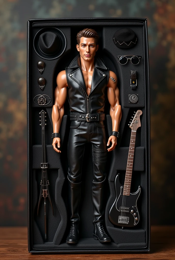 score_9, score_8_up, score_7_up, rating_safe,source_furry,anthro,source_3D, white wolf male muscular 
alone black background.
wearing a black jacket glasses and playing guitar guitar.
hot and sexy body. Nude.