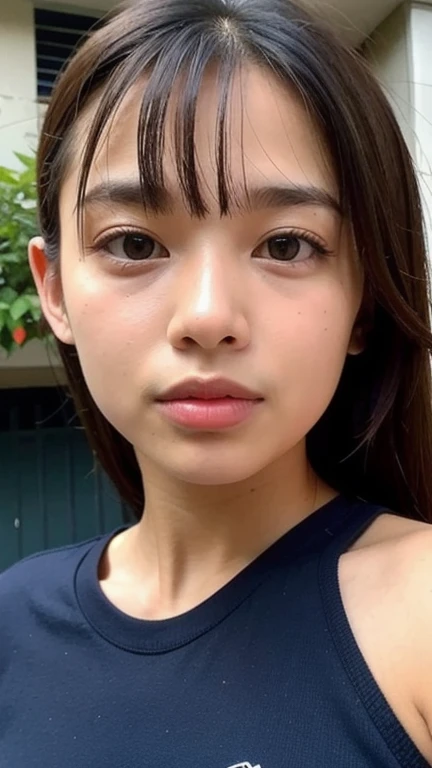 (((Extremely detailed:1.33、Ultra-high resolution、masterpiece:1.27、Highest quality)))、顔のUltra-high resolutionクローズアップ、long, straight black hair、So that every single hair is clearly visible、The subtle color changes of hair depending on how the light hits it、 The skin is white and smooth、Skin has a natural glow、Fine skin texture、Representing the fine details of pores、Details of the light redness on the forehead and cheeks、The eyes are almond-shaped and dark brown.、Eyes with fine iris details、The eyes depict color gradations and patterns.、Long, natural-looking eyelashes, each and every one visible、Well-groomed eyebrows、眉毛のindivual々The hair is clearly visible、Light reflecting off into the eye、The light in the eyes creates small highlights、The nose is delicate、Fine detail on the nostrils、Lips are plump and naturally pink、Depicts the fine lines and soft curves of the lips、lips are shiny and、The gloss on your lips accentuates their shape.、(((Detailed depiction of lip texture、Particular attention to the depiction of light and shadow、Soft natural light gently illuminates the face from the front、A faint glow on the forehead、A slight shine on the nose、A slight glow on the cheeks、Shadows are cast softly along the contours of the face、Accentuate the sides of your cheekbones、Accentuate the sides of the jawline、Emphasize the sides of the nose、The gloss on her lips reflects the light faintly、Lips emphasize the plump texture、The shadow of the hair gives depth and dimension、indivual々The hair shines in the light、The background is simple and blurred.、Focus on the face 