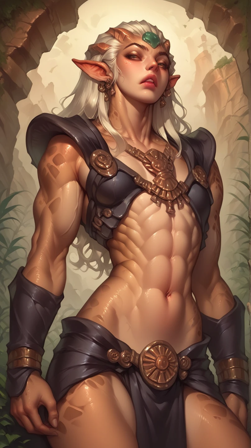 (((best quality, high detail))) clay golem warrior, man, kneeling, gray long hair, gray cracked skin, black eyes without pupils, dark military clothes.