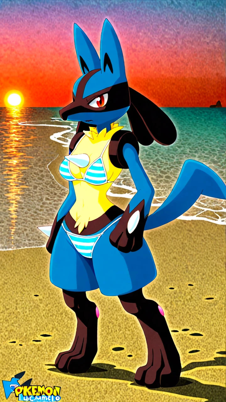 ((highest quality)), (((Lucario))) ((Pokemon)) ((original)) (((White one piece swimsuit(For women)))) (Sweating profusely )(Steaming) Glossy Tears Details ((Short)) ((Groin bulge)) Pitchy Male (((股間のSteaming))) Original Single (Perfect body) Bulge Bite Short stature