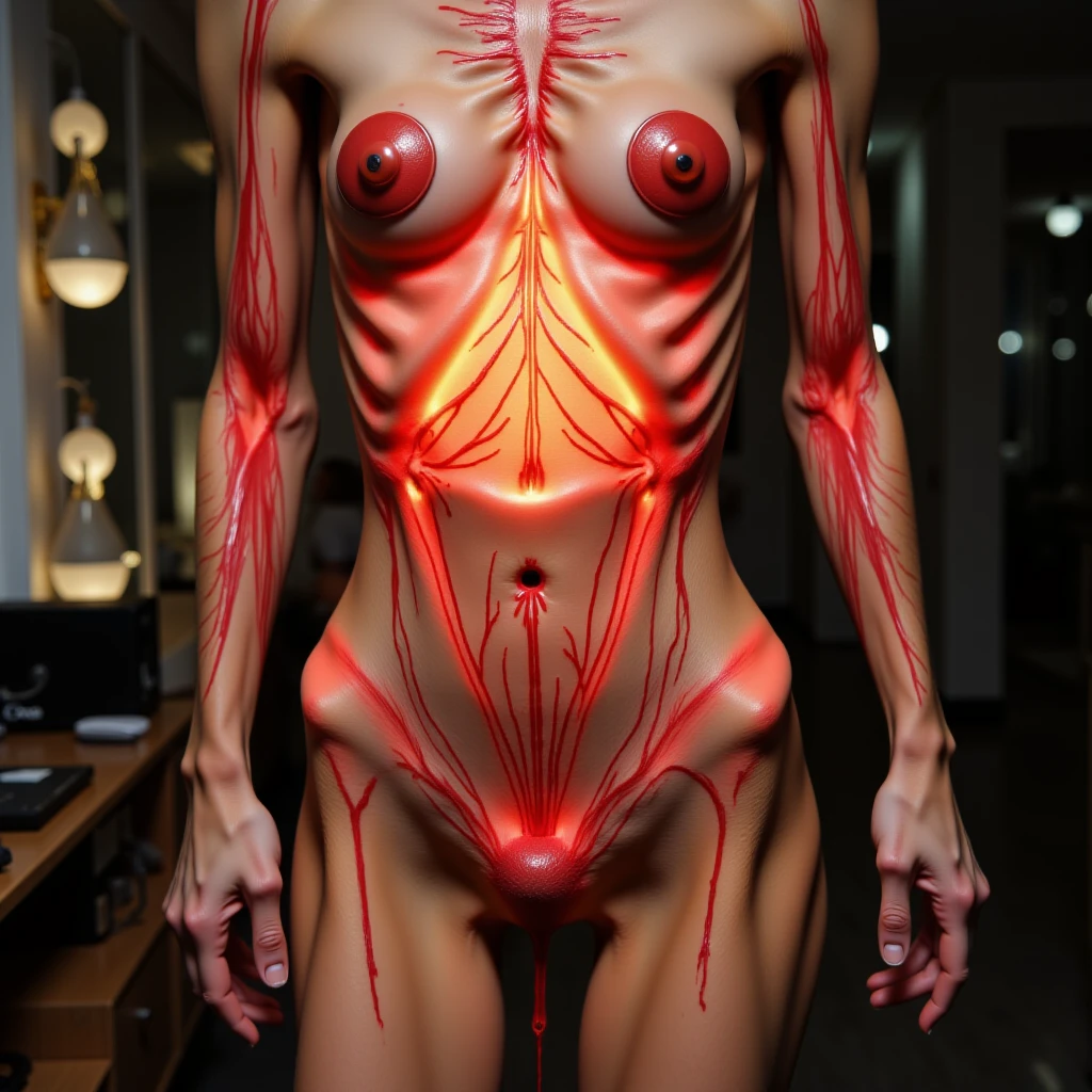 Xray of human body which holding rose in the mouth horizontally