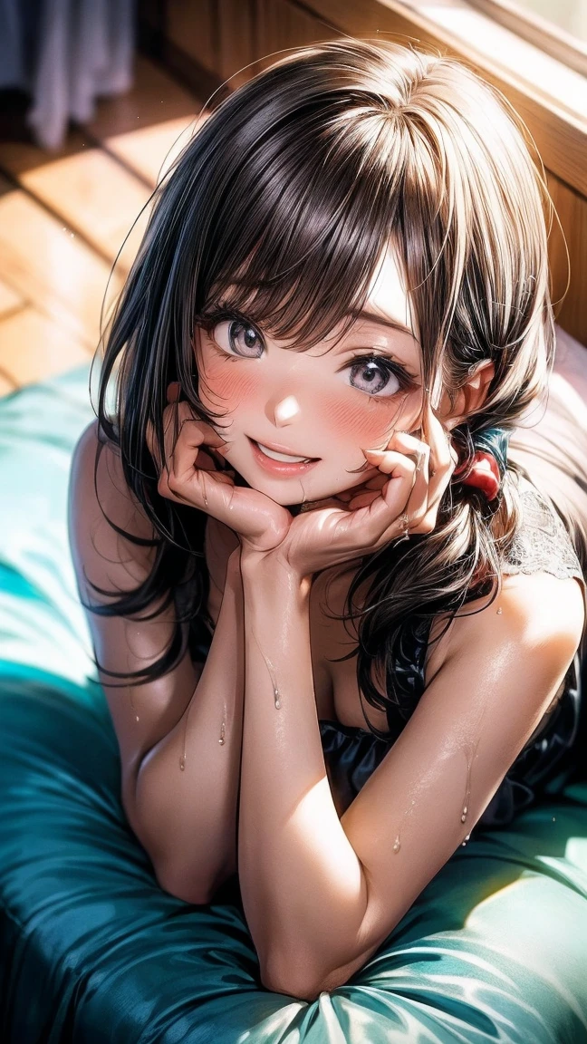 ultra-quality, ultla highres, Hyper Detailed, High contrast, superfine illustration, creative refinement, Smile, Camisole,
