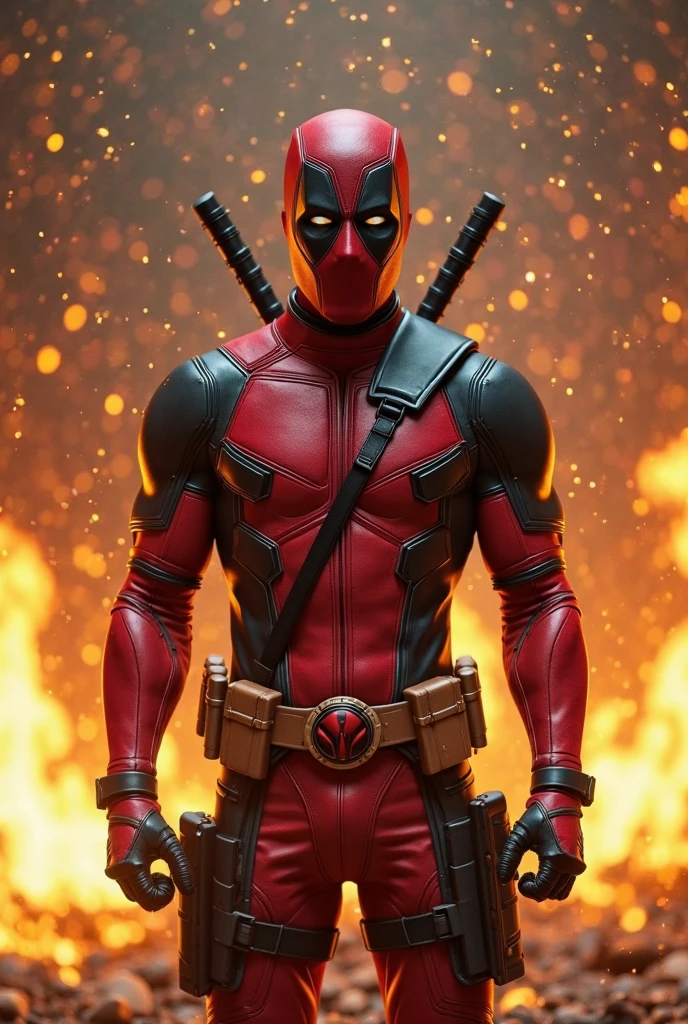 Creater Deadpool mix Wearing a Wolverine trench coat  in style dragonball
