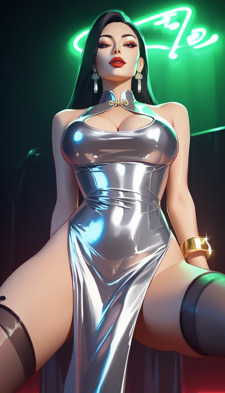girl in a black latex outfit posing for a picture, seductive anime girl, Image Quality,photo anime, oppo masterpiece, 3 d anime realistic, 4 K, artwork in the style of guweiz, thicc, oppai cyberpunk, , trending on cgstation, hyper realistic anime