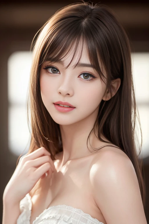 Product quality, 1 girl,1boy, ((upper body)), (from below,),Young and cute girl in Japan, At night、nude, Super cute face, Glossy lips, Double eyelids on both eyes, (Natural Makeup), shiny smooth light brown hair with long hair,, Asymmetrical bangs, 8K resolution, High detail, Detailed hairstyle, Detailed face, Cinema Lighting, Octane Rendering, Ultra-realistic, Perfect limbs, Perfect Anatomy, Luxury Resort Hotel,seductive pose ,breast grab,breast lift,nsfw,