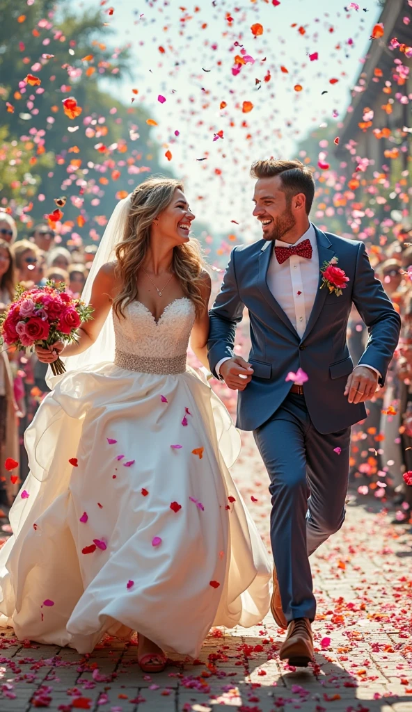 stock photo, a man is smiling as confetti rains down all around her