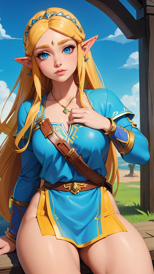 Highest quality, High resolution, Absurd, Very detailed, One girl, (Zelda Tock, Mature Body, Zelda&#39;s Crown, short_hair, alone, blonde hair, Pale skin, necklace, Bracelet, Large Breasts, Platform heels), Wet, BZC Costume, Micro Bikini, topless, Minimal Costume, Bare Chest, Head ornament, Fake Breasts, Heart paste, Covered nipples, ((Raise your arms in the air, Place your hands behind your head, Squatting cowgirl, Spread your legs)), throw, Nightclub Background, Ceiling spotlights, ((Crowds watching in the background, In the background stands a stadium)), Show the abdomen