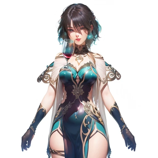 by Wlop, (Masterpiece) (Highest quality:1.4), (Highest Detailed:1.3), absurdres, Odette_ML, large breasts, thick thighs, full body composition, lifelike,smiling, Striking Contrast, Bold Composition, Evocative Intrigue, masterpiece,best quality, beautiful and aesthetic, cinematic composition, dynamic pose, (Rendered in ultra-high definition (UHD) resolution 8K:1.4), RAW,