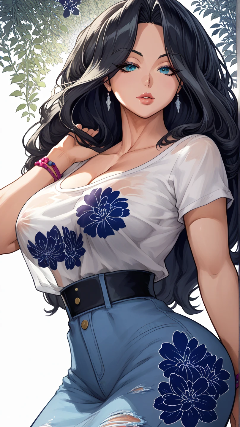 style ::2.0 comix illustration style,tatoon style , comic book style ,ashley alexiss argentina  ,beautiful woman with long  hair ultra detailed, (beautiful and clear background:1.2),, fantastic paintings ,graffit style,  flowers, olhos altamente detalhados , a white t-shirt or dressed in a jaeans jacket and white blouse underneath, with both fists in a fighting position, and bracelets, fighting against an enemy, with long black hair , stained glass colored, tongue slightly out, vibrant, alphonse mucha style, fantastic paintings by joe madureira  ,high quality, --ar 3:4 --upbeta --test --creative --upbeta --upbeta --upbeta --upbeta, masterpiece, best quality, high quality, extremely detailed cg unity 8k wallpaper, scenery, award winning photography, hdr, extremely detailed, trending on artstation, trending on cgsociety, intricate, high detail, art by midjourney  style::STYLE JKenneth Rocafort   ::2.9 (masterpiece:1.2, best quality), (finely detailed beautiful eyes: 1.2), ((1girl Kelly Brook very beautiful woman  BIG BREAST )), ((solo)), (red eyes:1.4), (finely detailed eyes and detailed face:1.3),), (with jeans and a white t-shirt or dress:1.3), (beautiful and clear background:1.2), (extremely detailed CG, ultra-detailed, best shadow:1.1), ((depth of field)), ((watercolor)), large breasts, bare shoulders, flowers and petals, beautiful concept illustration , (white background:0.5), (illustration :1.1), (extremely fine and beautiful:1.1), (perfect details:1.1)