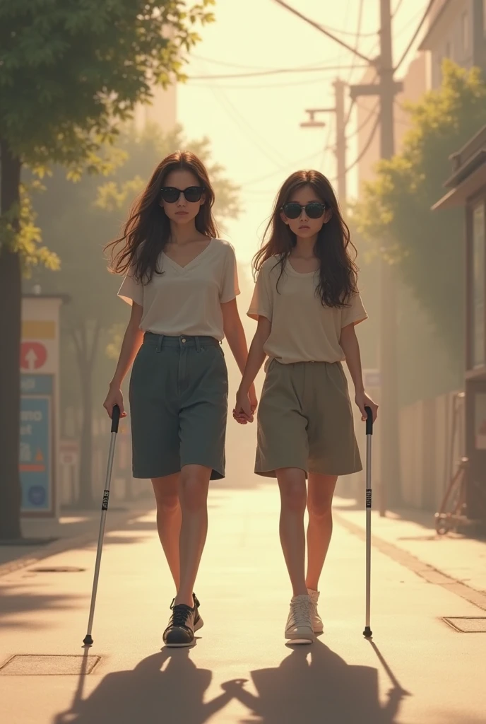 Draw a vertical composition poster,The content is that a young girl almost fell into the valley while carrying her schoolbag.,The expression is frightened,Next to her is her friend,Looks anxious,The background is mainly wild and blue sky,Text next to it:Travel。