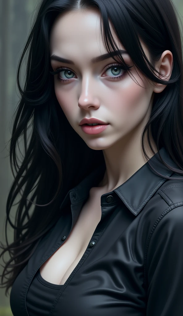 (best quality, hyperdetailed photography:1.2), beautiful lady, freckles, dark makeup, soft light, head and breast portrait, cover, (detailed beautiful face, detail skin texture, ultra-detailed body:1.1) sexy vampire girl,