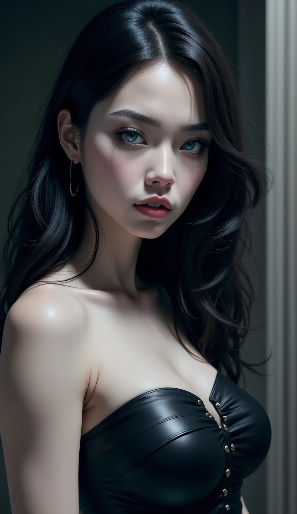 Best Quality, Masterpiece, Ultra High Resolution, (Realisticity: 1.4), Original Photo, 1Girl, Green Eyes, Off-the-Shoulders, Cinematic Lighting