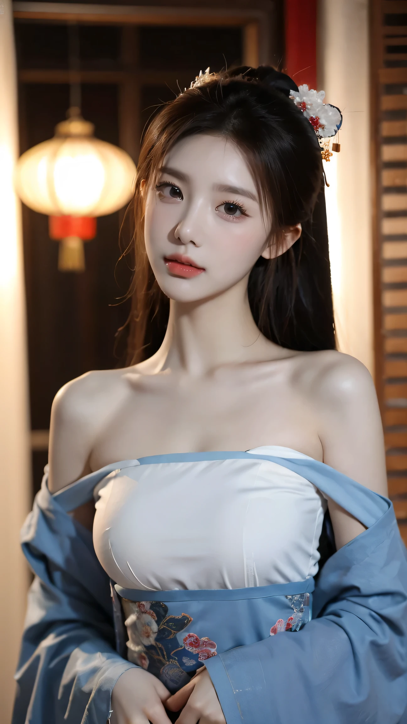 (18 years old chinese fashion female model),panoramic,Shoulder,Perfect Eyes,Perfect Iris,Perfect Lips ,perfect teeth,perfect skin,white, Soft Headlights ,headlight, Chinese girl,Yarn(Colorful Chinese costume),(Chinese woman';Hairstyle),(Multiple dynamic poses),background Chinese interior decoration,Green tree outside the window , Good quality ,masterpiece,ultra high resolution,(realistic:1.4),original photo(Super realistic details), best quality