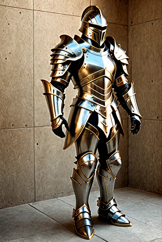 Male bodyguard of the medieval aristocracy，Goatee，Sissy，Naughty，Sounding，shelf，Bully people by showing off their strong relationships，Holding a short dagger in his right hand，Full body in golden armor，Look ahead，Left finger forward，The arrogance and contemptuous mockery at the other end of the picture，Refinement，Works of masters，hyper HD