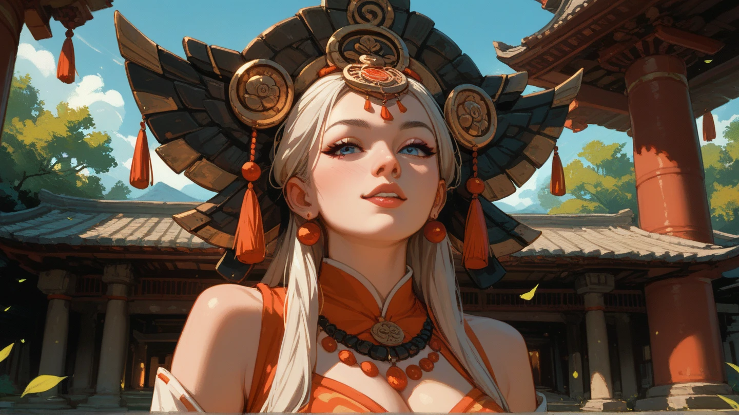 a close up of a woman in a red dress with a hat, beautiful render of tang dynasty, ancient chinese princess, kazakh empress, a young woman as genghis khan, ((a beautiful fantasy empress)), chinese empress, chinese princess, ancient chinese beauties, inspired by Tang Di, tang dynasty, inspired by Li Di, a beautiful fantasy empress