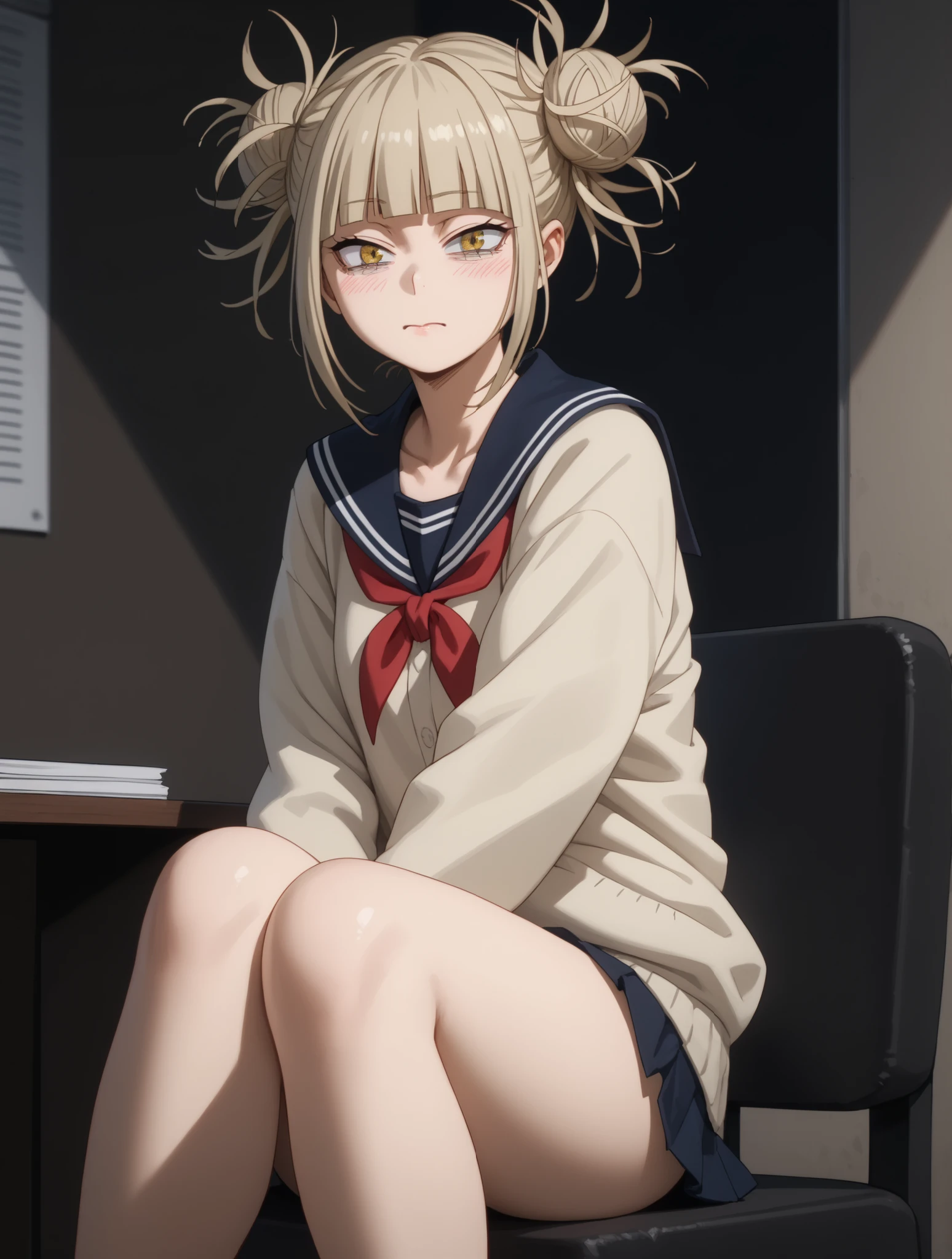 Himiko toga sitting in a dark room 