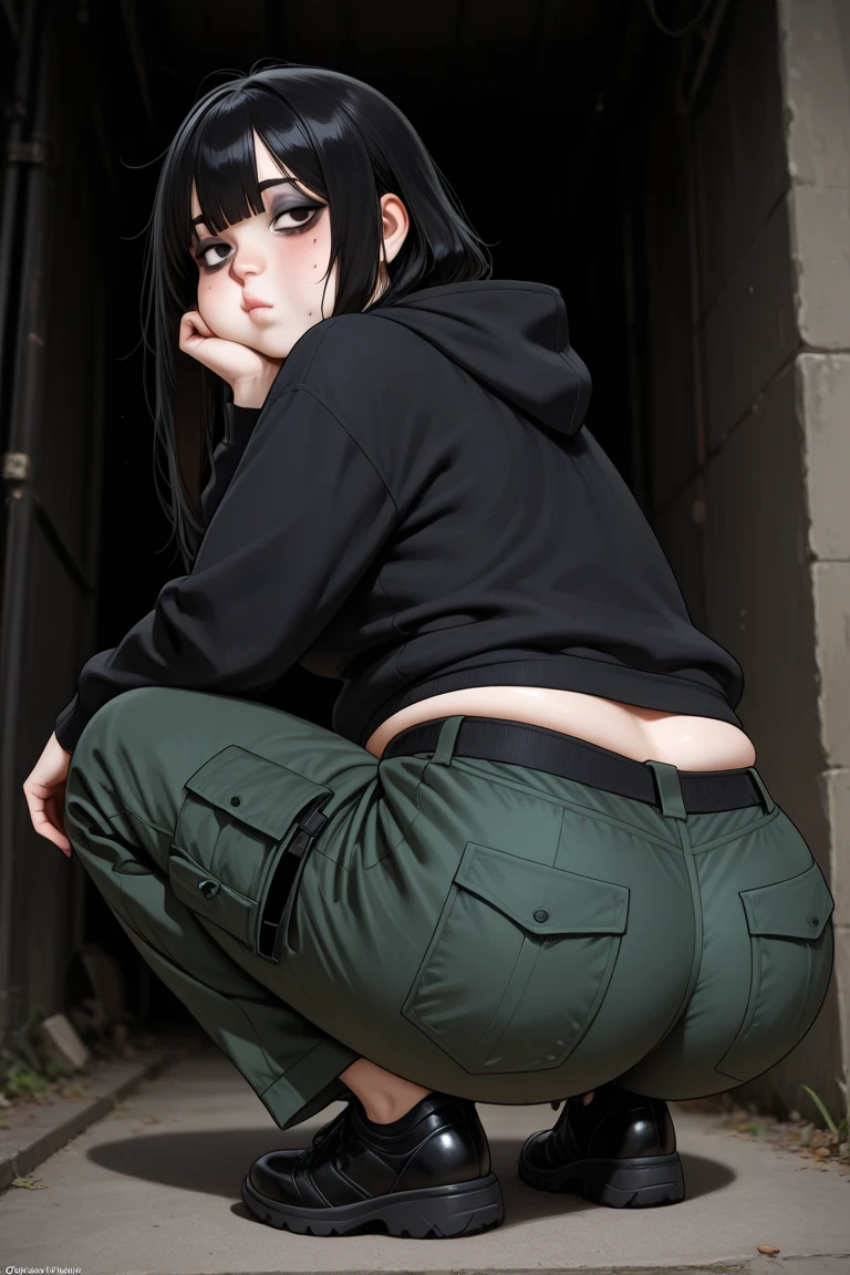 Japanese emo girl shows her ass, very embarrassed and very excited