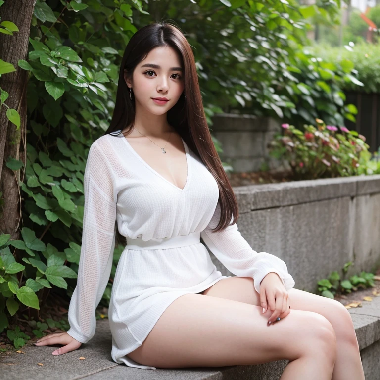 NSFW, ((Top Quality)), ((8K)), ((Masterpiece: 1.3)), (Perfect Appearance), (Photorealism: 1.6), (woman squatting on the grass), (She's squatting down and showing me her panties: 1.6), japanese woman, (58 years old), ((Realistic skin texture 1.8)), (Fine wrinkles throughout the skin: 1.3), (Dull skin: 1.1), (Skin without moisture: 1.2) , (Wrinkles on the face: 0.9), (Wrinkles on the corners of the eyes: 1.2), Double eyelids, tear bags on the lower eyelids, (Crying moles: 0.9), The eyes are looking here, serious gaze, (Dimples: 1.2), The gaze is looking diagonally upward to the right., long hair, soft fabric blouse, wide sleeves, Cuffs that fit your wrist, (The hem of the blouse is tucked into the skirt: 1.2), flare skirt, lifting up the skirt, (open legs), high heels, (panties), (pantyshot: 1.2), squatting, (underwear), (white panties: 1.0), (spread legs: 1.2), (whole body),