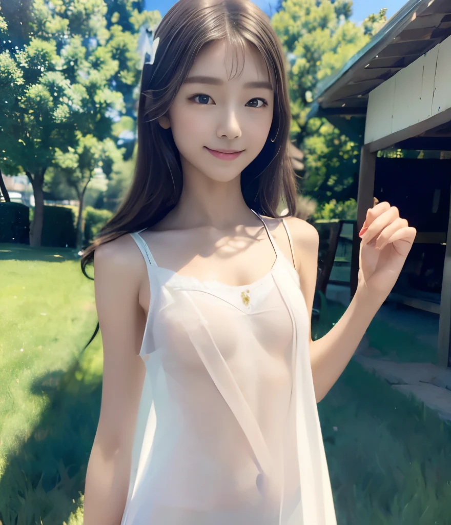 (best quality、 Super Fine、masterpiece)、Photorealistic、( cute Japanese girl 、 cute Yuki Yoda )、smile、slender、 shiny skin、Almond Eye、white skin、 (small breasts:1.6、Flat chest:1.6), ( standing sideways :1.8、 Sideways chest:1.2)、( big city、駅前をwalk :1.3),
crowd、crowd, walk、 ( I'm wearing a white camisole、 Transparency:1.6 )、full body photo、(perfect anatomy、 charming)