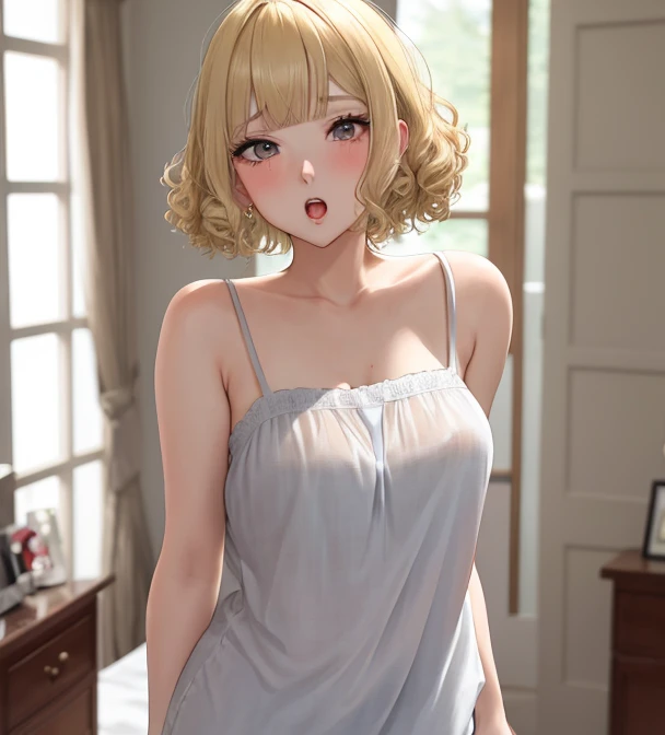 Screaming , (((big breasts))), exclamation mark, moan, many hearts,spoken heart, comic strip,
Grab your chest、shake、(moving line, motion blur)、lots of heart speech bubbles,(((Lightweight off-the-shoulder sweater)))、forehead、straight berry short hair、brown skin、(((gal、galファッション、Sexy bitch、blonde、heavy makeup,galメイク)))、character Nonsummerjack、full shot