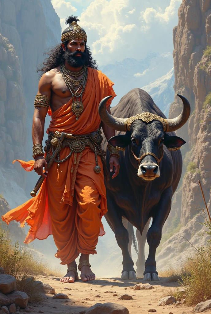 Yama dharma raju sitting in buffalo angry mood