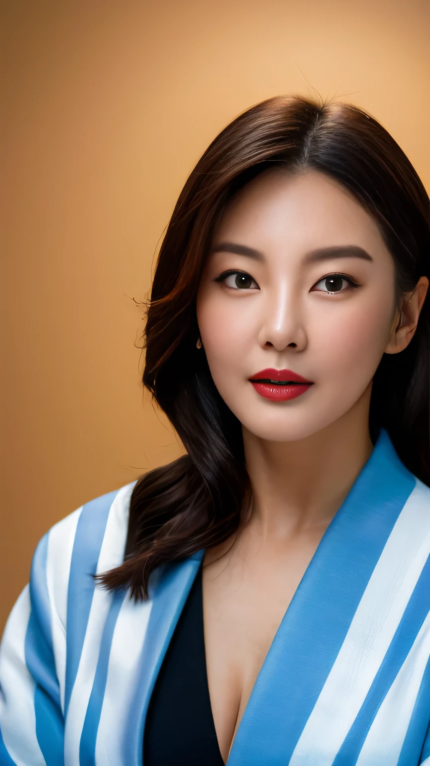 (zhangyuqi face),zhangyuqi body, Realistic, Highest quality, 8k, woman, 40-year-old, Sakura pattern kimono, Large Bust, Long Hair, Ultra-detailed skin textures, Soft Lighting, Fairy, Bokeh, Nude Lipstick, Sensual Lipstick, Sensational Make up 