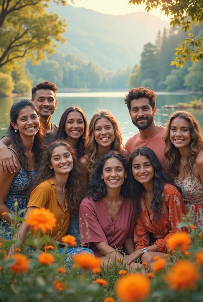 a young indian guy on the left, a sexy teen pettie Indian skinny girl on the middle and another milfy busty indian women on the right with saree sexy cleavage playing in bed.